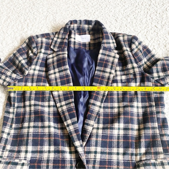 Six/Fifty Lush Plaid Blazer Flannel Multi Tan Navy Green Rust Large - Picture 12 of 12